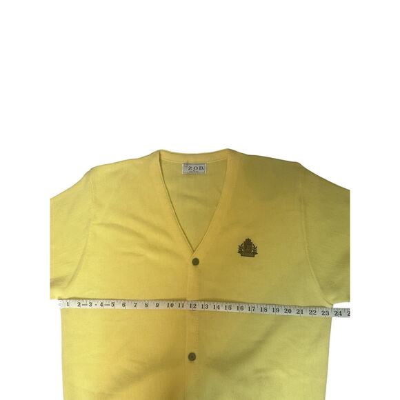 Vintage IZOD Butter Yellow Grandpa Academia Preppy Cardigan Sweater USA Mens XL - Picture 3 of 12